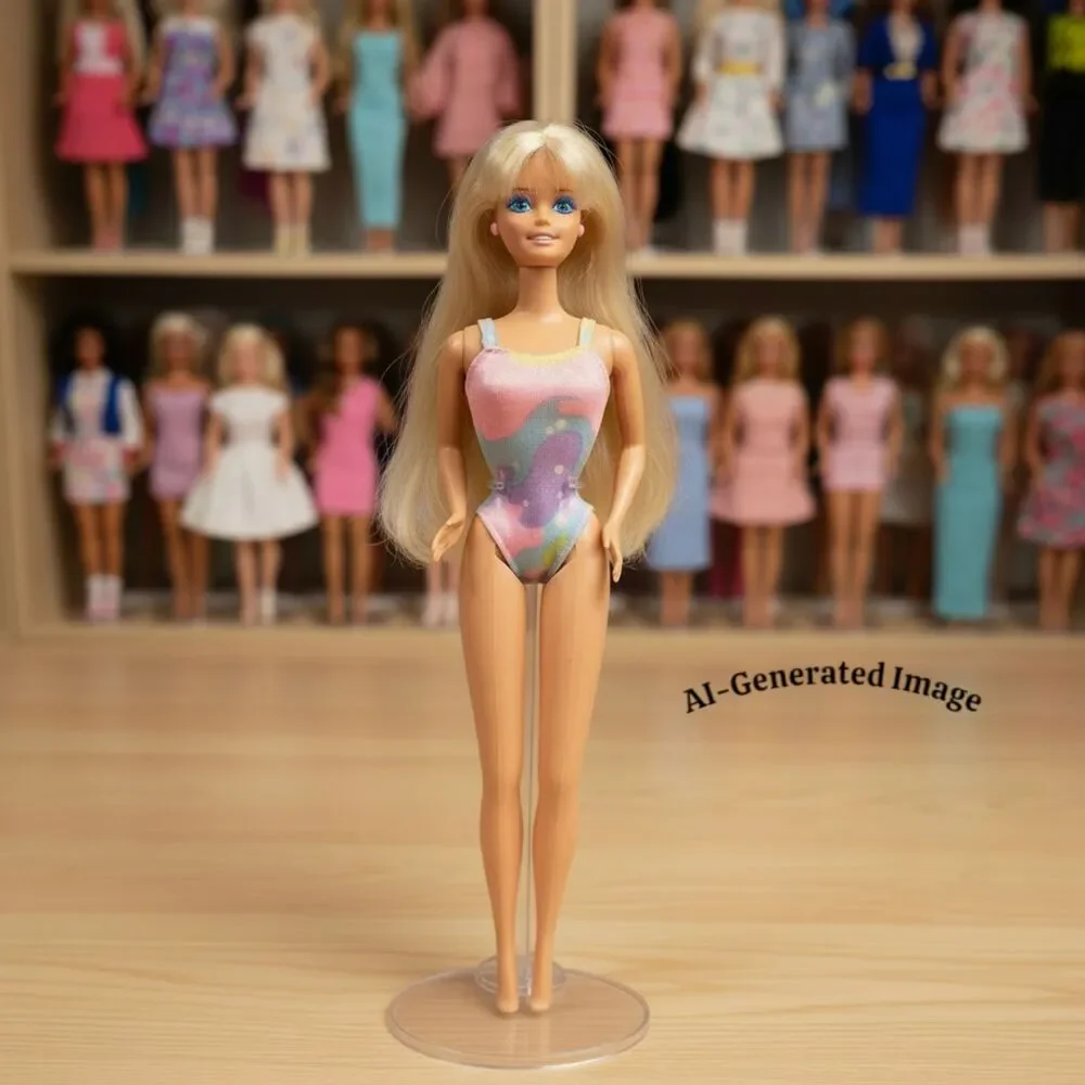Vintage 1990 Bathtime Fun Barbie Doll #9601 Mattel Blonde Hair Swimsuit Loose